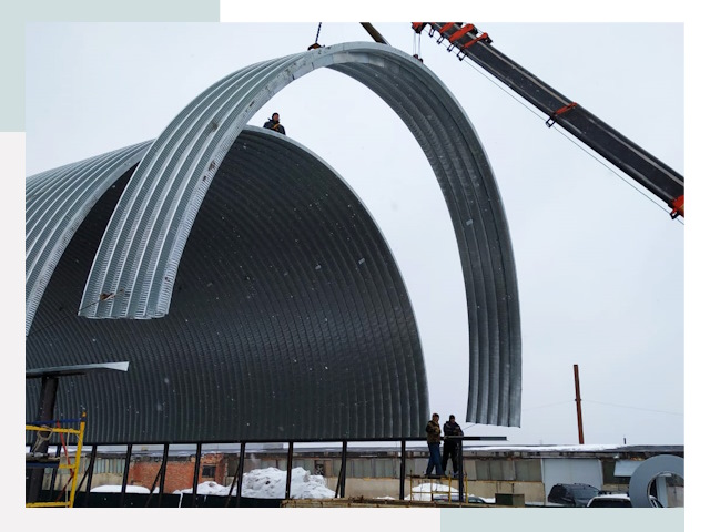 Полукруглые ангары в Павловском Посаде